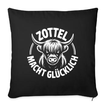 Highlands Shaggy Makes You Happy - Sofa pillowcase 17,3'' x 17,3'' (45 x 45 cm) - black - Front