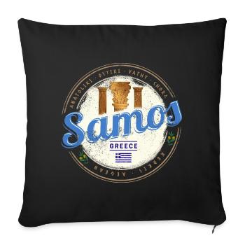 Samos Insel in Griechenland Vintage Souvenir - Sofakissenbezug 45 x 45 cm - Schwarz - Vorne