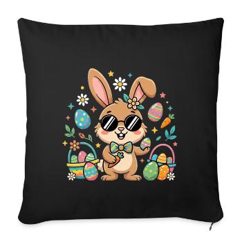 Frohe Ostern Cooler Hase - Sofakissenbezug 45 x 45 cm - Schwarz - Vorne