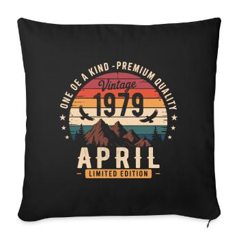 Vintage Anniversary April 1979 April 1979 - Sofa pillowcase 17,3'' x 17,3'' (45 x 45 cm) - black - Front