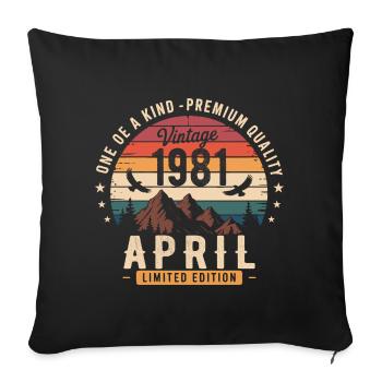 Millésime Anniversaire Avril 1981 April 1981 - Housse de coussin décorative 45 x 45 cm - noir - Devant