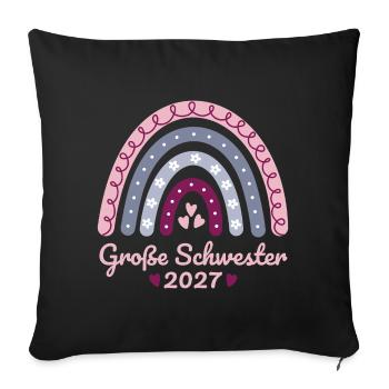 Große Schwester 2027 Boho Regenbogen pastell - Sofakissenbezug 45 x 45 cm - Schwarz - Vorne