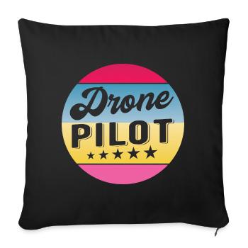 Pilote de drone Insigne de gradient de pilote Drohnenpilot - Housse de coussin décorative 45 x 45 cm - noir - Devant