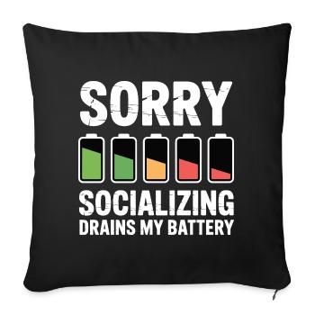 Blague sur les introvertis sociables et épuisés - Housse de coussin décorative 45 x 45 cm - noir - Devant
