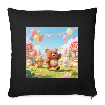 Jamboree des ours colorés - Housse de coussin décorative 45 x 45 cm - noir - Devant