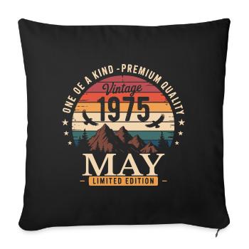 Vintage Mai 1975 Anniversaire Mai 1975 - Housse de coussin décorative 45 x 45 cm - noir - Devant