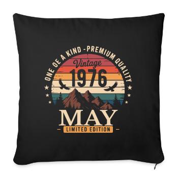 Vintage May 1976 Birthday May 1976 - Sofa pillowcase 17,3'' x 17,3'' (45 x 45 cm) - black - Front