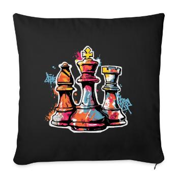 Schach Graffiti Figuren Design für Männer Geschenk - Sofakissenbezug 45 x 45 cm - Schwarz - Vorne