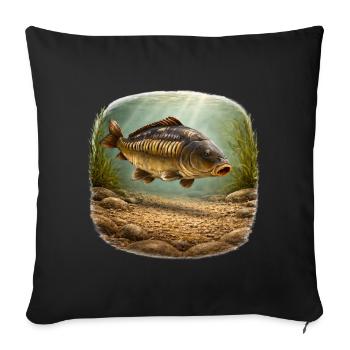 Mirror Carp Underwater Fishing Design - Sofa pillowcase 17,3'' x 17,3'' (45 x 45 cm) - black - Front