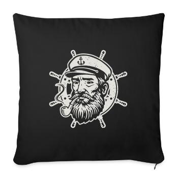 Captain Steering wheel Boatman Seafarer Sailor - Sofa pillowcase 17,3'' x 17,3'' (45 x 45 cm) - black - Front