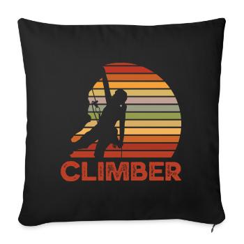 Retro Sunset Climber Silhouette - Sofa pillowcase 17,3'' x 17,3'' (45 x 45 cm) - black - Front