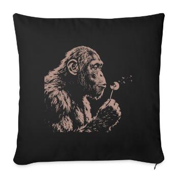 Chimpanzee Blowing Dandelion Art Monkey Nature - Sofa pillowcase 17,3'' x 17,3'' (45 x 45 cm) - black - Front