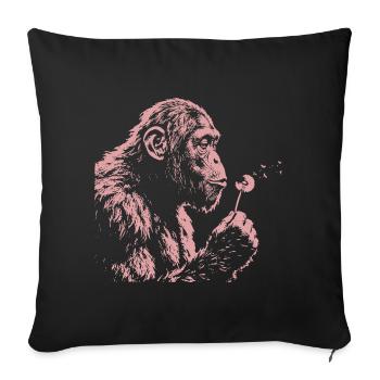 Chimpanzee Blowing Dandelion Art Monkey Nature - Sofa pillowcase 17,3'' x 17,3'' (45 x 45 cm) - black - Front