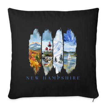 New Hampshire Vacation Travel – Granite State - Sofa pillowcase 17,3'' x 17,3'' (45 x 45 cm) - black - Front