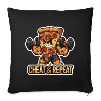 Funny Pizza Fitness Gym Men Bodybuilding - Sofa pillowcase 17,3'' x 17,3'' (45 x 45 cm) - black - Front