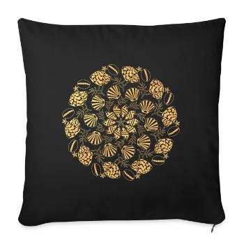 Shell Mandala - gold - Sofa pillowcase 17,3'' x 17,3'' (45 x 45 cm) - black - Front