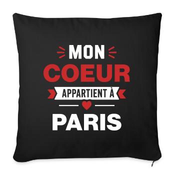 Mon Coeur Appartient à Paris - Housse de coussin décorative 45 x 45 cm - noir - Devant
