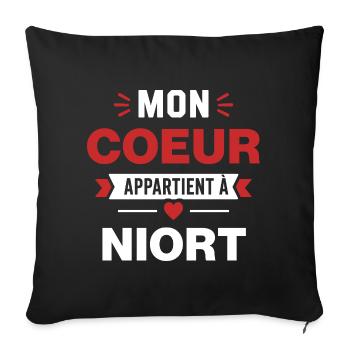Mon Cœur Appartient à Niort - Housse de coussin décorative 45 x 45 cm - noir - Devant