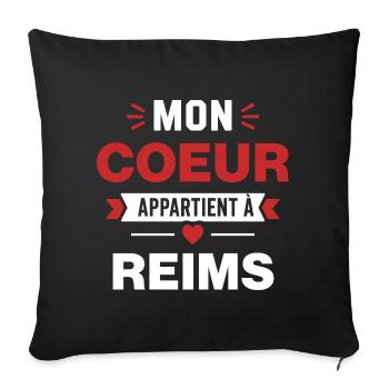 Mon Coeur Appartient à Reims - Housse de coussin décorative 45 x 45 cm - noir - Devant