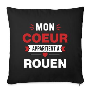 Mon Coeur Appartient à Rouen - Housse de coussin décorative 45 x 45 cm - noir - Devant