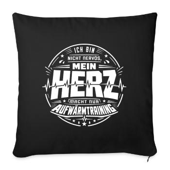 Mein Herz macht nur Aufwärmtraining - Sofakissenbezug 45 x 45 cm - Schwarz - Vorne