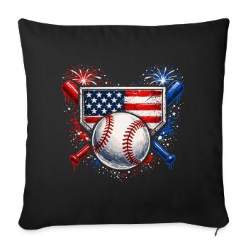 American Baseball USA Vintage Flag - Sofa pillowcase 17,3'' x 17,3'' (45 x 45 cm) - black - Front