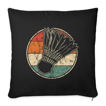 Vintage print with badminton shuttlecock - Sofa pillowcase 17,3'' x 17,3'' (45 x 45 cm) - black - Front