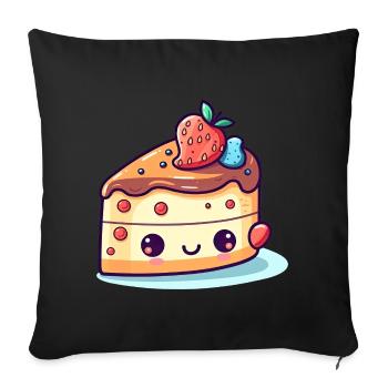 Kawaii cake with fruits - Sofa pillowcase 17,3'' x 17,3'' (45 x 45 cm) - black - Front