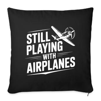 Still Playing With Airplanes - Sofa pillowcase 17,3'' x 17,3'' (45 x 45 cm) - black - Front