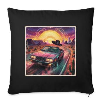 Retro Synthwave Desert Ride - Sofa pillowcase 17,3'' x 17,3'' (45 x 45 cm) - black - Front