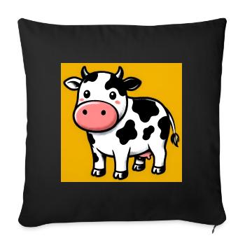 cow - Sofa pillowcase 17,3'' x 17,3'' (45 x 45 cm) - black - Front