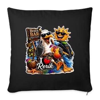 I Love Rerik Möwe Beach Bar Party Shirt - Sofakissenbezug 45 x 45 cm - Schwarz - Vorne