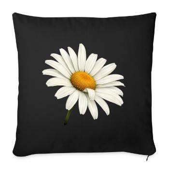 Weiße Margeritenblüte Natur Blumen Design  - Sofakissenbezug 45 x 45 cm - Schwarz - Vorne
