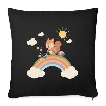 Squirrel sucks the rainbow - Sofa pillowcase 17,3'' x 17,3'' (45 x 45 cm) - black - Front