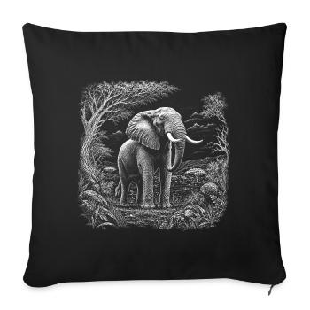 African elephant in wild savannah landscape - Sofa pillowcase 17,3'' x 17,3'' (45 x 45 cm) - black - Front
