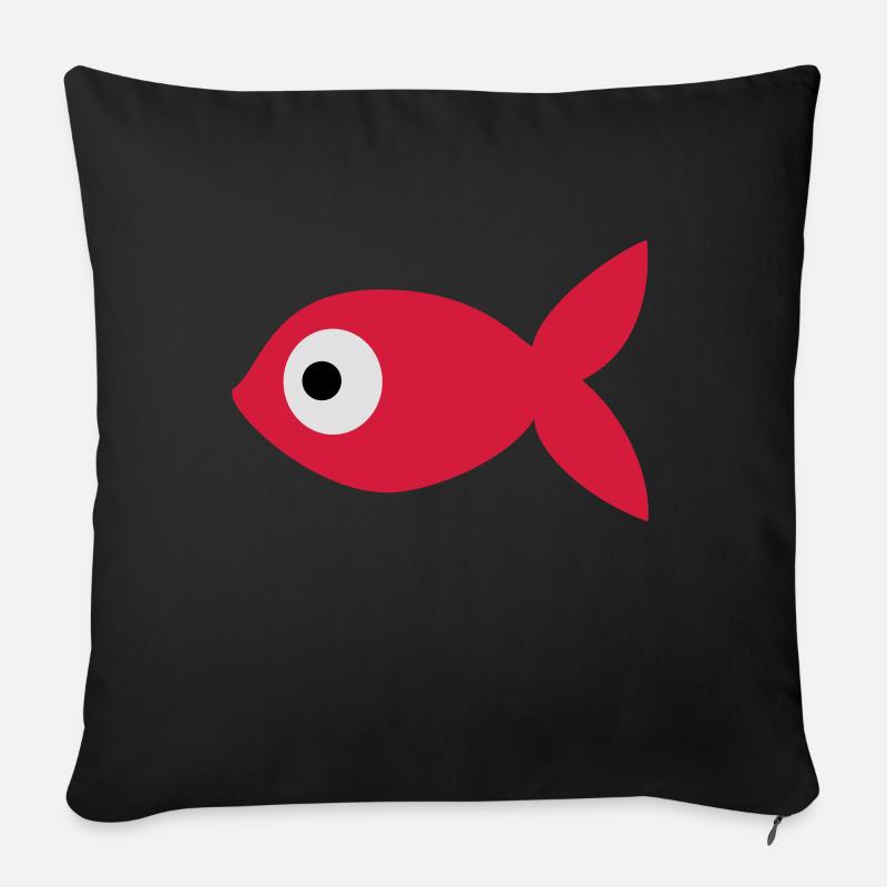 Poisson Rouge - Housse de coussin décorative 45 x 45 cm - noir