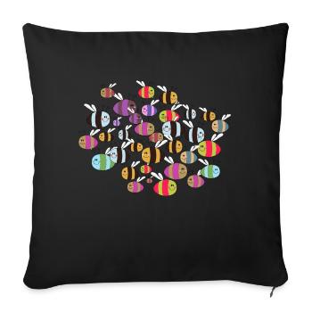 Bienenschwarm bunt - Sofakissenbezug 45 x 45 cm - Schwarz - Vorne