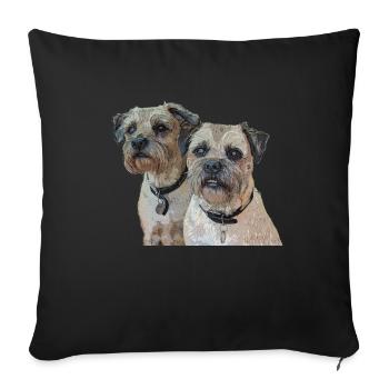 Two Border Terriers - Sofa pillowcase 17,3'' x 17,3'' (45 x 45 cm) - black - Front