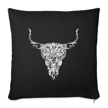 Head of a bull - White - - Sofa pillowcase 17,3'' x 17,3'' (45 x 45 cm) - black - Front