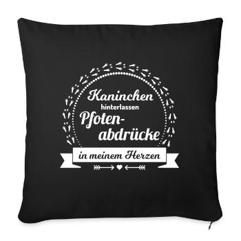 Pfotenabdrücke Kaninchen Hasen Spruch Widder - Sofakissenbezug 45 x 45 cm - Schwarz - Vorne