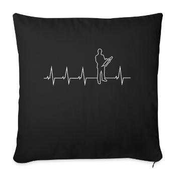 Engineer - heartbeat - Sofa pillowcase 17,3'' x 17,3'' (45 x 45 cm) - black - Front