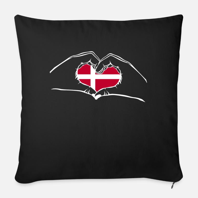 J’adore le Danemark - coeur mains - Housse de coussin décorative 45 x 45 cm - noir
