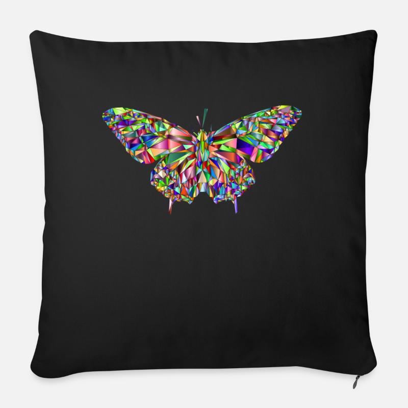 mosaïque papillon - Housse de coussin décorative 45 x 45 cm - noir