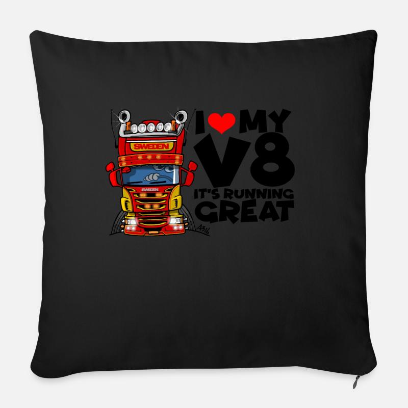 0323 Ich liebe meinen V8 - Sofakissenbezug 45 x 45 cm - Schwarz