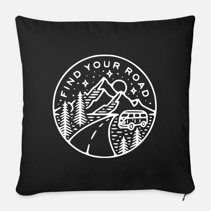 Camping Find your road - Sofakissenbezug 45 x 45 cm - Schwarz
