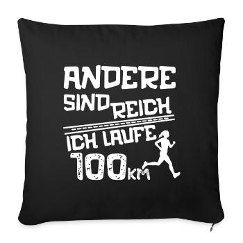 Ultramarathon 100 Kilometer Ultralaufen Geschenk - Sofakissenbezug 45 x 45 cm - Schwarz - Vorne
