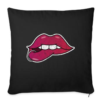 Lippen Kuss Mund Geschenk Piercing Liebe Valentin - Sofakissenbezug 45 x 45 cm - Schwarz - Vorne