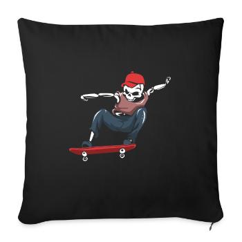 Skater skateboard skeleton skating gift - Sofa pillowcase 17,3'' x 17,3'' (45 x 45 cm) - black - Front