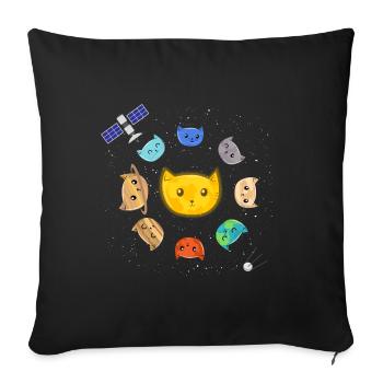 Le système solaire - Chat Satellite Spaceship - Housse de coussin décorative 45 x 45 cm - noir - Devant
