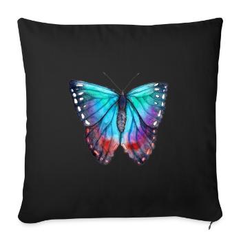 Blue butterfly - Sofa pillowcase 17,3'' x 17,3'' (45 x 45 cm) - black - Front